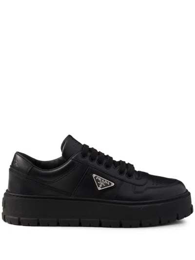 Prada Leather Sneakers In 黑色