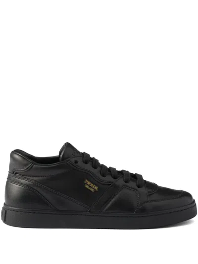 Prada Leather Sneakers In Black