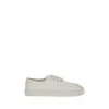 Prada Lace-up Leather Sneakers With Iconic Rubber Applique In Black