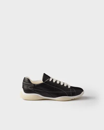 Prada Leather Sneakers In Black