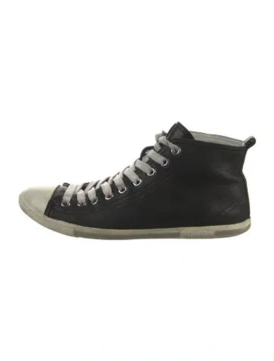 Pre-owned Prada Leather Sneakers In Black