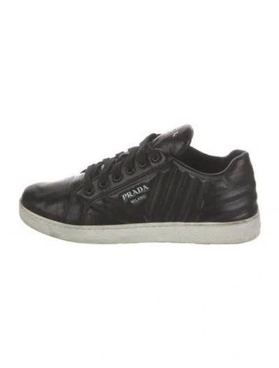 Pre-owned Prada Leather Sneakers In Black