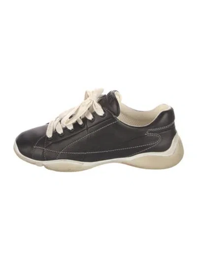 Pre-owned Prada Leather Sneakers In Black