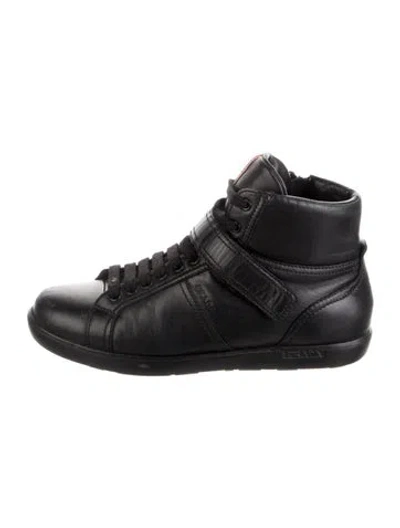 Pre-owned Prada Leather Sneakers In Black