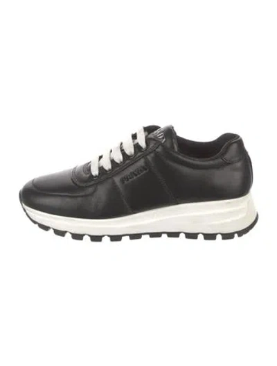Pre-owned Prada Leather Sneakers In Black