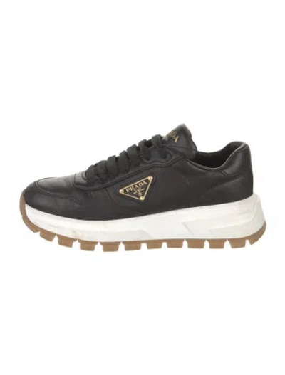 Pre-owned Prada Leather Sneakers In Black
