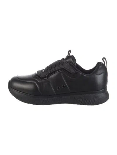 Pre-owned Prada Leather Sneakers In Black