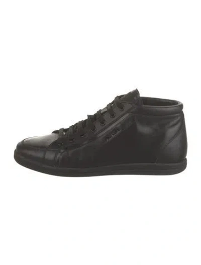 Pre-owned Prada Leather Sneakers In Black