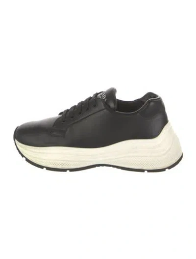 Pre-owned Prada Leather Sneakers In Black