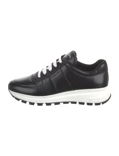 Pre-owned Prada Leather Sneakers In Black