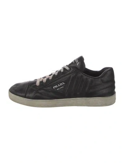 Pre-owned Prada Leather Sneakers In Black