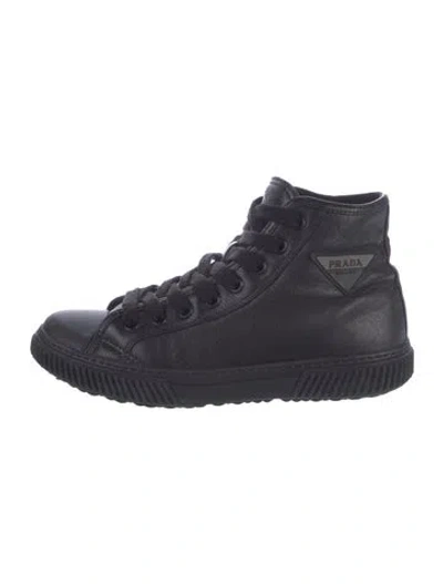 Pre-owned Prada Leather Sneakers In Black
