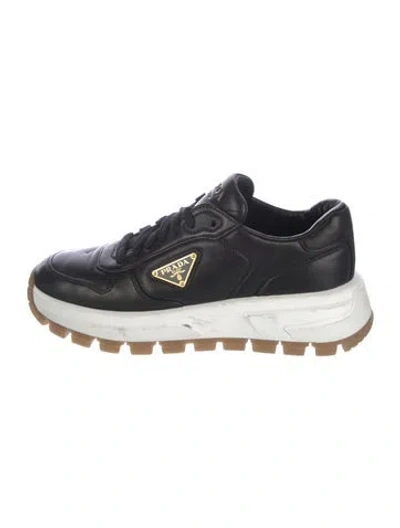 Pre-owned Prada Leather Sneakers In Black