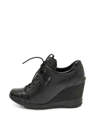 Pre-owned Prada Leather Sneakers In Black