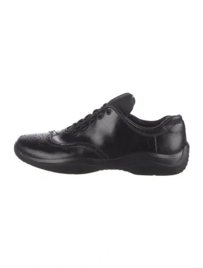 Pre-owned Prada Leather Sneakers In Black