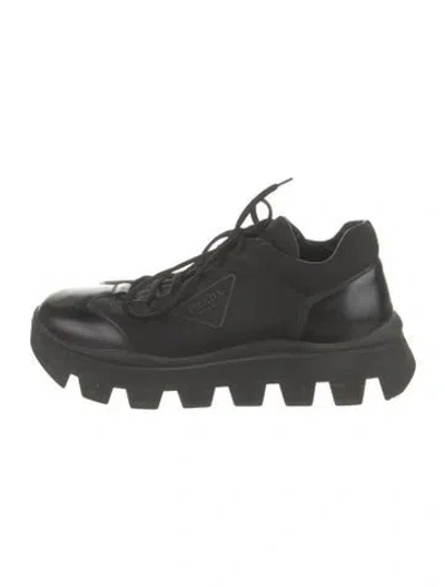 Pre-owned Prada Leather Sneakers In Black
