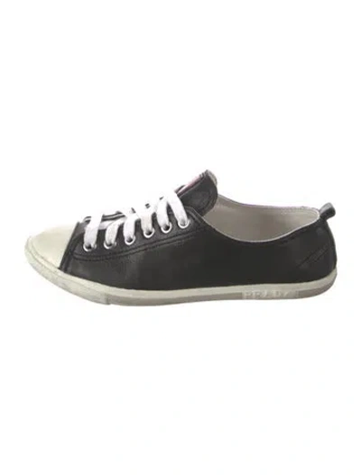 Pre-owned Prada Leather Sneakers In Black