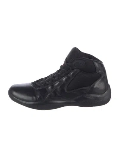 Pre-owned Prada Leather Sneakers In Black