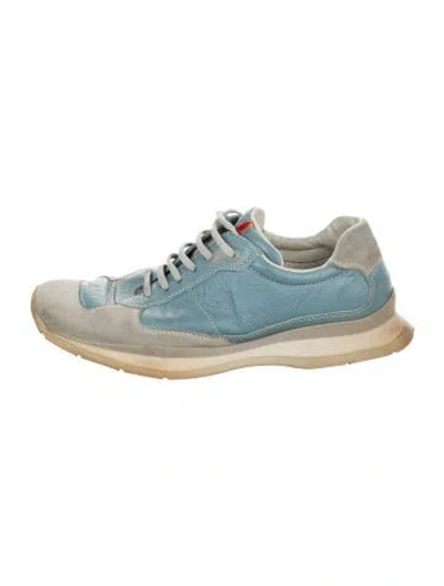 Pre-owned Prada Leather Sneakers In Blue