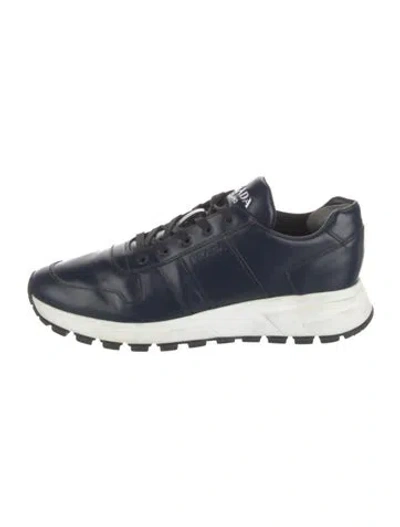 Pre-owned Prada Leather Sneakers In Blue