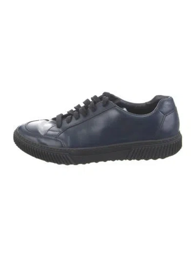 Pre-owned Prada Leather Sneakers In Blue