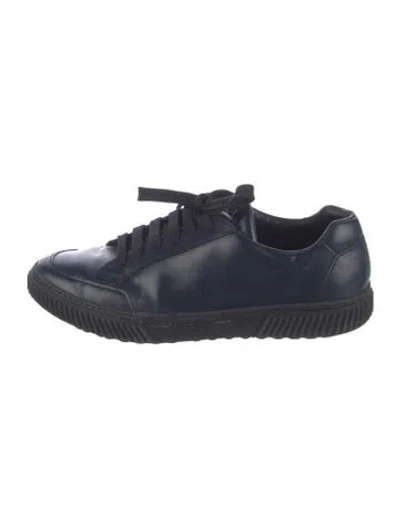 Pre-owned Prada Leather Sneakers In Blue