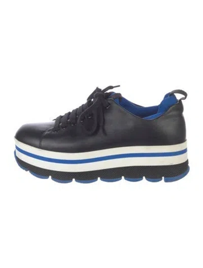 Pre-owned Prada Leather Sneakers In Blue