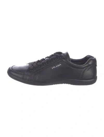 Pre-owned Prada Leather Sneakers In Blue