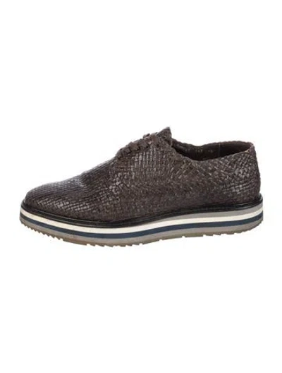 Pre-owned Prada Leather Sneakers In Brown