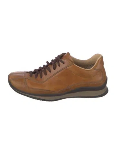 Pre-owned Prada Leather Sneakers In Brown