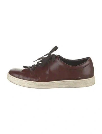 Pre-owned Prada Leather Sneakers In Brown