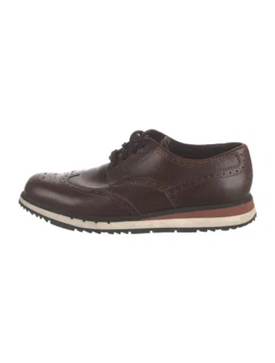 Pre-owned Prada Leather Sneakers In Brown