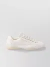 Prada Leather Sneakers Crafted Geometric Stitching In Neutral