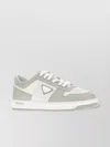 Prada Leather Sneakers Downtown Two-tone Silhouette In Bianco/cristallo