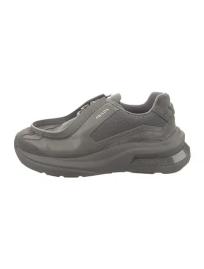 Pre-owned Prada Leather Sneakers In Gray