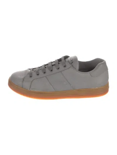 Pre-owned Prada Leather Sneakers In Gray