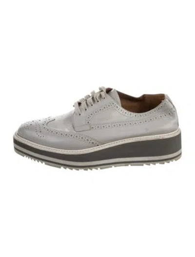 Pre-owned Prada Leather Sneakers In Gray