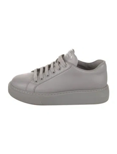 Pre-owned Prada Leather Sneakers In Gray
