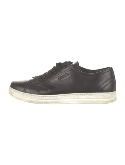 Pre-owned Prada Leather Sneakers In Grey