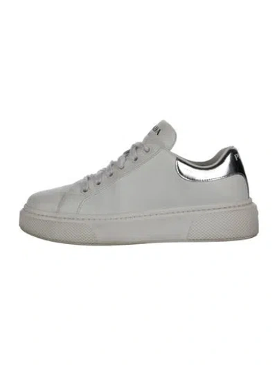 Pre-owned Prada Leather Sneakers In Grey