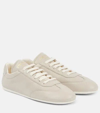 Prada Logo-print Leather Sneakers In Ivory
