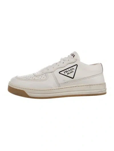 Pre-owned Prada Leather Sneakers In Neutral