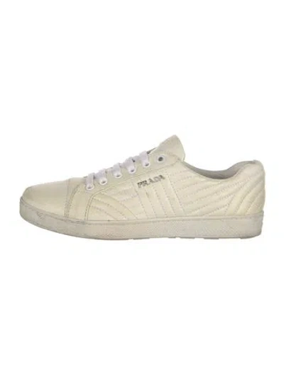 Pre-owned Prada Leather Sneakers In Neutral