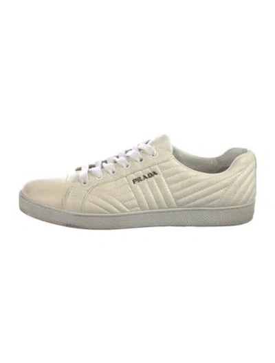 Pre-owned Prada Leather Sneakers In Neutral