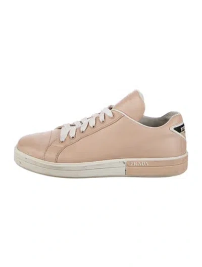 Pre-owned Prada Leather Sneakers In Neutral
