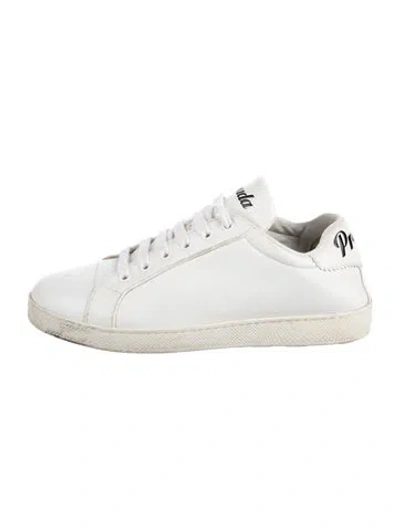Pre-owned Prada Leather Sneakers In Neutral