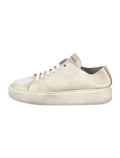 Pre-owned Prada Leather Sneakers In Neutral