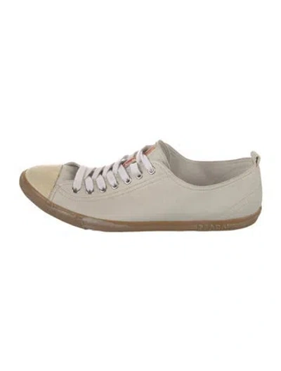 Pre-owned Prada Leather Sneakers In Neutral