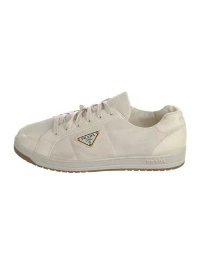 Pre-owned Prada Leather Sneakers In Neutrals