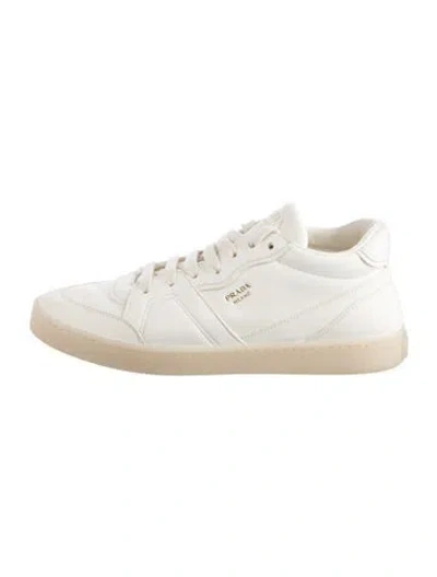 Pre-owned Prada Leather Sneakers In Neutrals